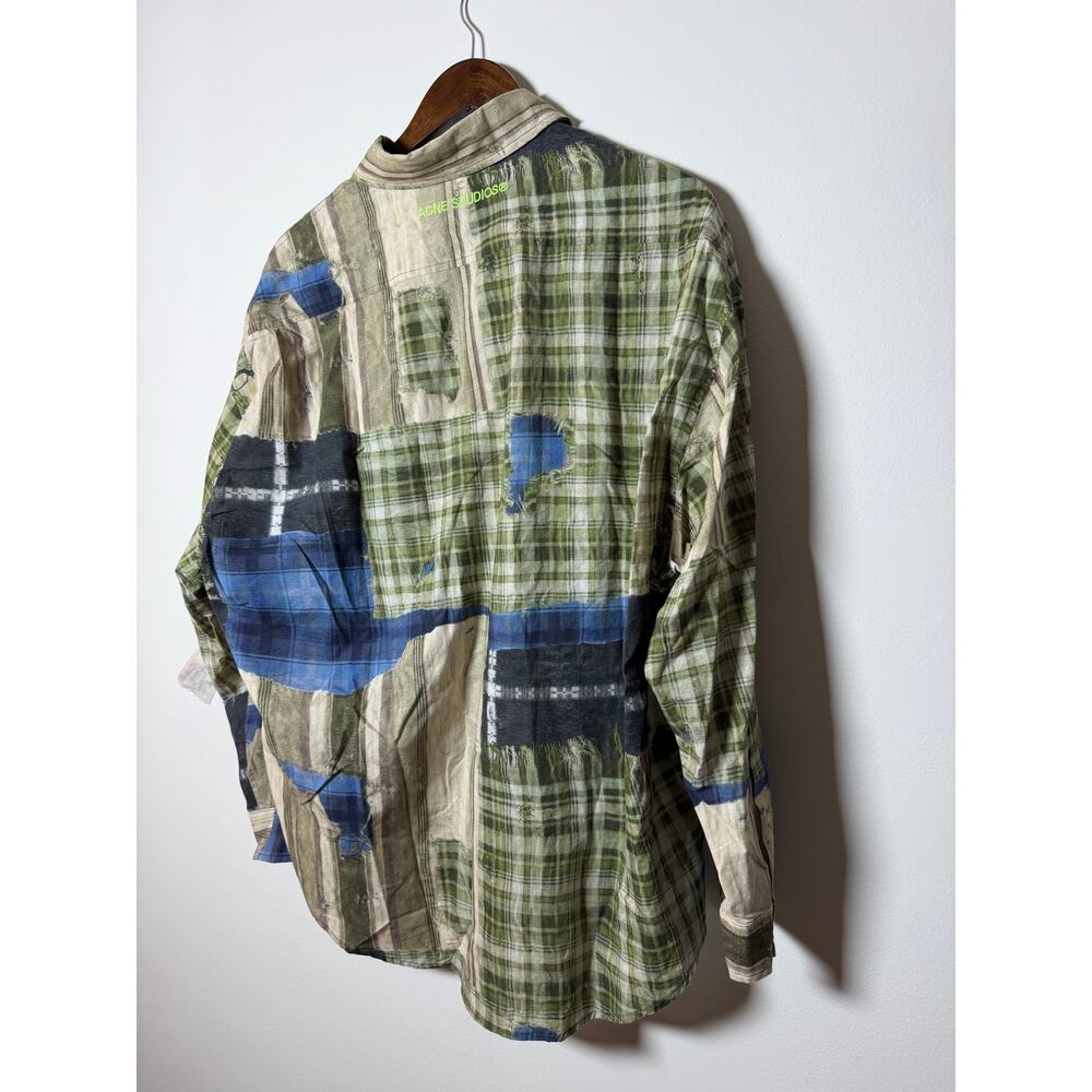 Acne Studios Green Multicolor Patchwork Button Up… - image 5